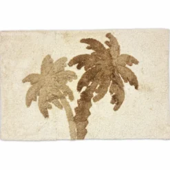 Tappeto Elias palme beige e tortora in rilievo 50 x 80