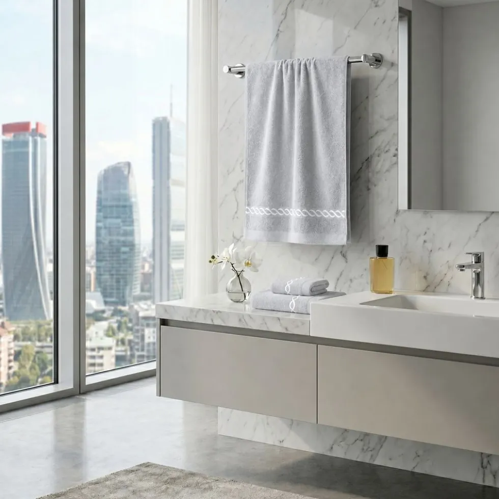 Telo bagno spugna Loft ricamato Grigio