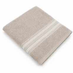 Telo bagno spugna Stripe ricamato Tortora