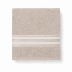 Telo bagno spugna Stripe ricamato Tortora