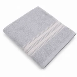 Telo bagno spugna Stripe ricamato Grigio