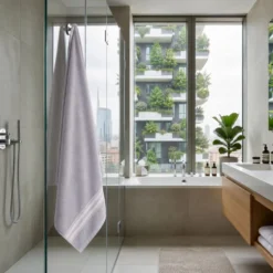 Telo bagno spugna Stripe ricamato Grigio