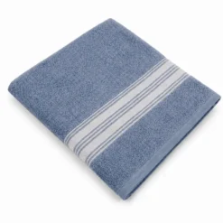 Telo bagno spugna Stripe ricamato Blu