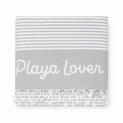 Telo Mare Fouta con frange Playa Lover Grigio 90x170
