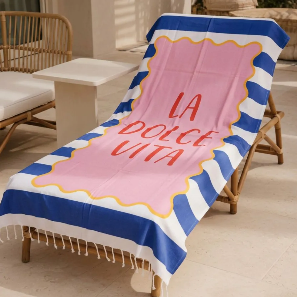 Telo Mare Fouta con frange Summer Vibes Dolce Vita 90 x 190
