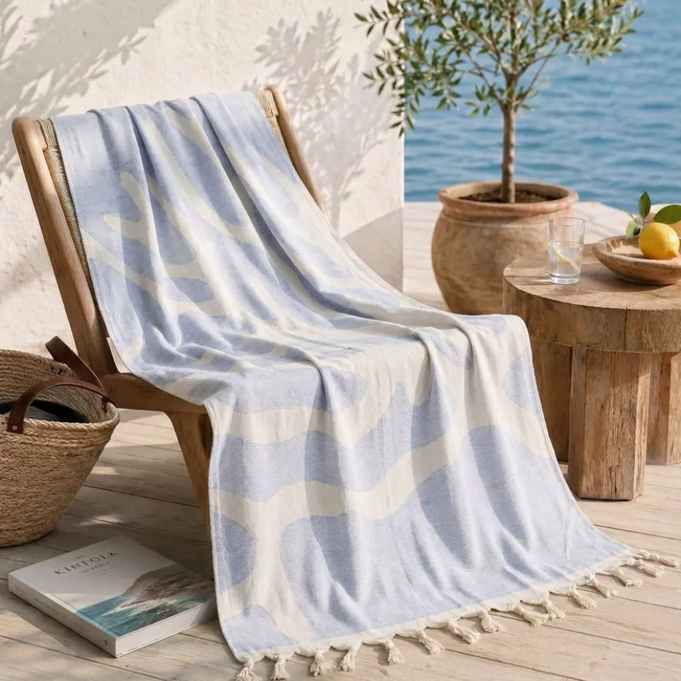 Telo Mare Fouta Jacquard Coral Blu 90x170