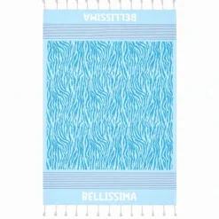 Telo Mare Fouta stampato con frange Bellissima Azzurro 90x170