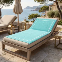Telo mare Spugna Antibes Acquamarina/Bianco 100x180