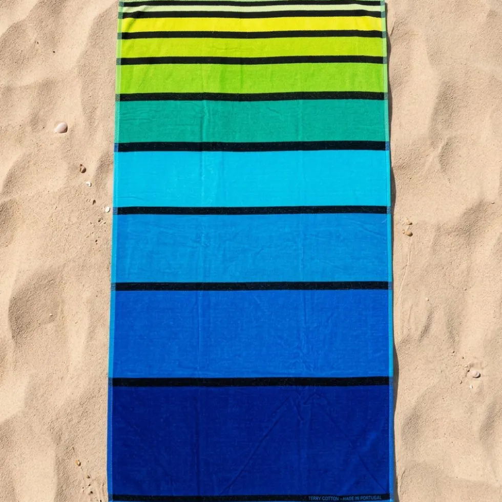 Telo Mare Spugna Big stripe verde 90 x 165