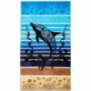 Telo Mare Spugna Jacquard Dolphin Jump Turchese 90x165