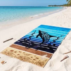 Telo Mare Spugna Jacquard Dolphin Jump Turchese 90x165