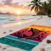 Telo Mare Spugna Jacquard Dolphin Jump Rosso 90x165