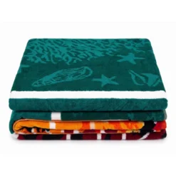 Telo Mare Spugna Jacquard Dolphin Jump Rosso 90x165