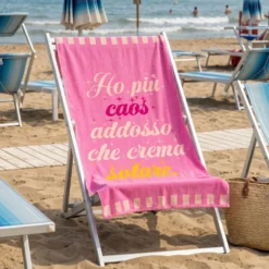 Telo Mare Spugna Jacquard Fan Rosa 90x165