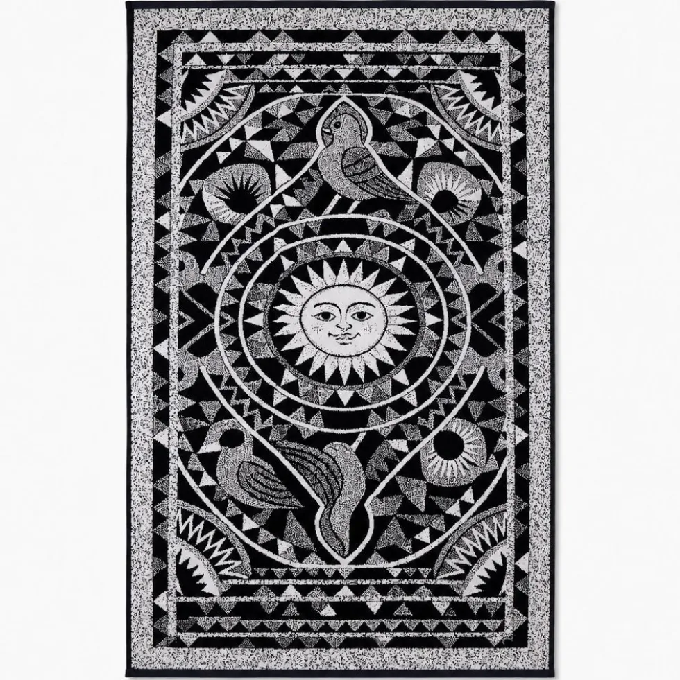 Telo Mare Spugna Jacquard Puhet Nero Bianco 90x165