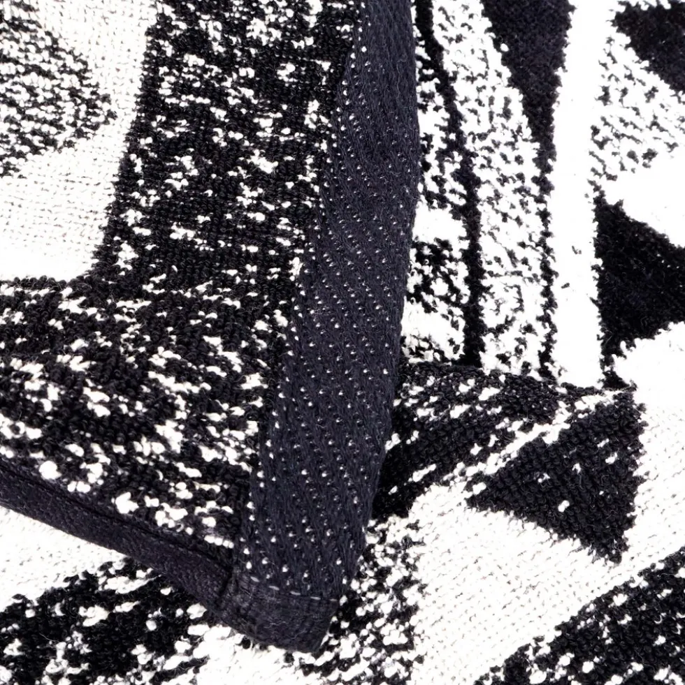 Telo Mare Spugna Jacquard Puhet Nero Bianco 90x165