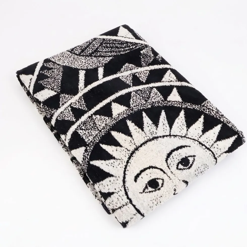 Telo Mare Spugna Jacquard Puhet Nero Bianco 90x165