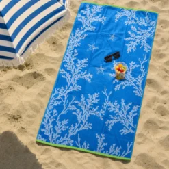 Telo Mare Spugna Jacquard Reef Star Blu 90 x 165