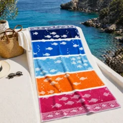 Telo Mare Spugna Velour Amalfi arancio 90 x 165