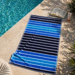 Telo Mare Spugna Velour Cairo Blu 90 x 165