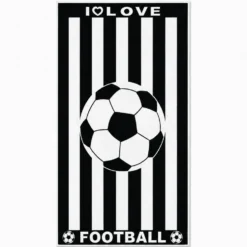 Telo Mare Spugna Velour Calcio Bianco e Nero 90 x 165