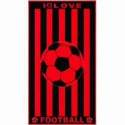 Telo Mare Spugna Velour Calcio Rosso e Nero 90 x 165
