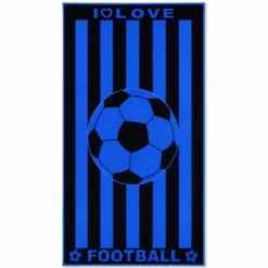 Telo Mare Spugna Velour Calcio Blu e Nero 90 x 165