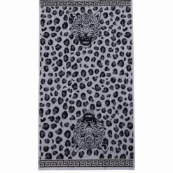 Telo Mare Spugna Velour Felino Grigio 90 x 165