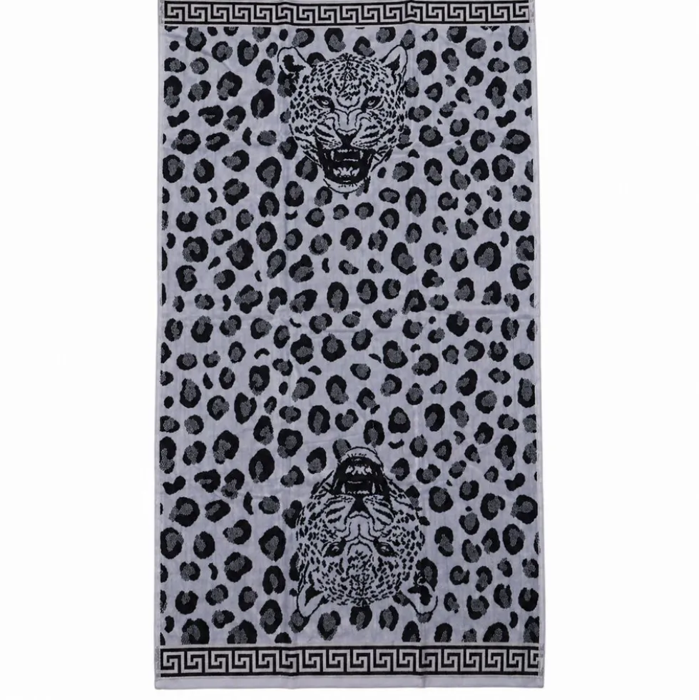 Telo Mare Spugna Velour Felino Grigio 90 x 165