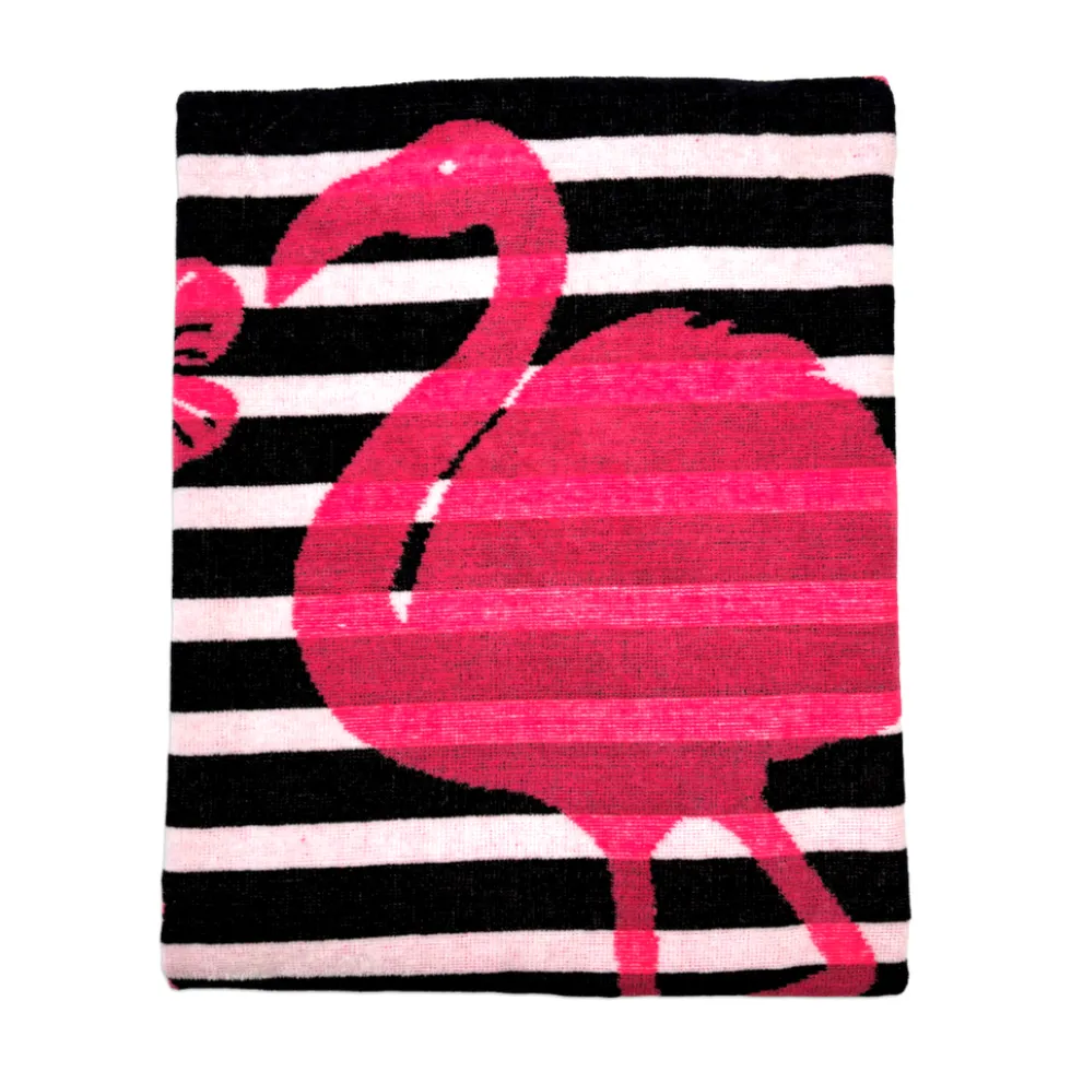Telo Mare Spugna Velour Flamingo fenicottero 90 x 165