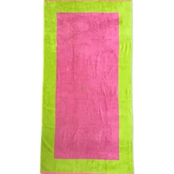 Telo Mare Spugna Velour Versilia Fucsia/Verde 90 x 170