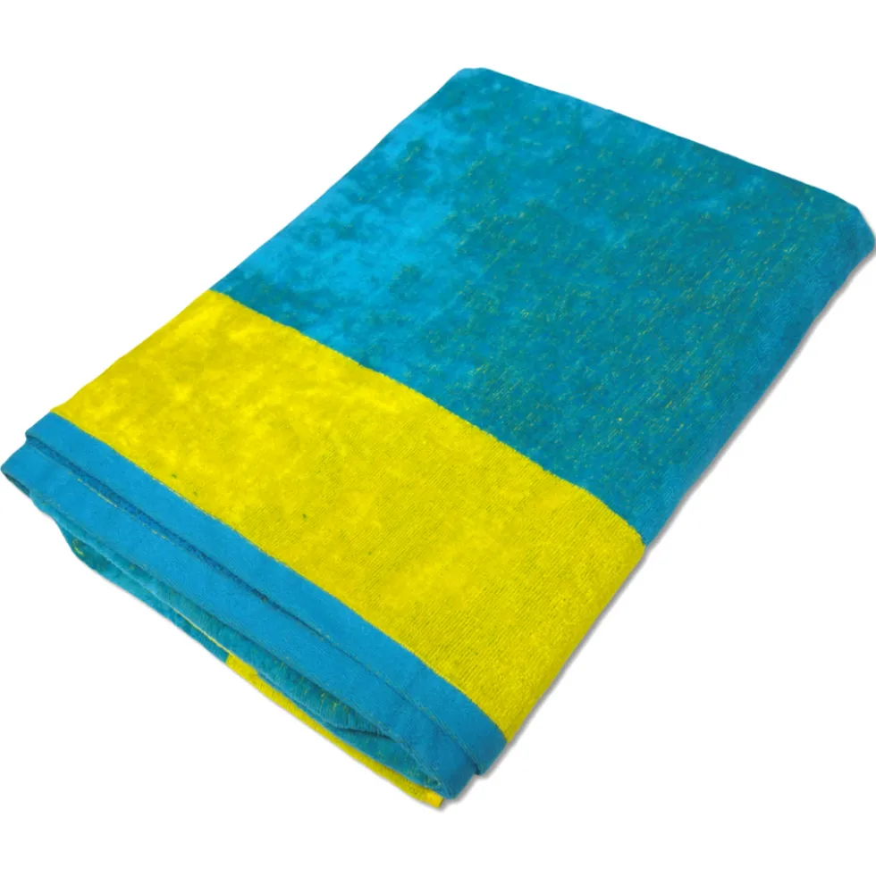 Telo Mare Spugna Velour Versilia Blu/Giallo 90 x 170