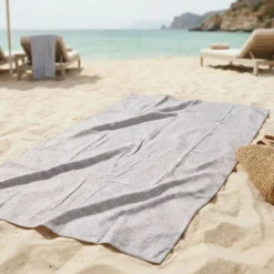 Telo Pareo Taormina Pon Pon Sassolino Grigio