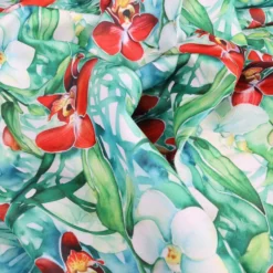 Tovaglia Antimacchia Hydro Flowers Disegno 2 Fiori bianchi e rossi 140 x 230