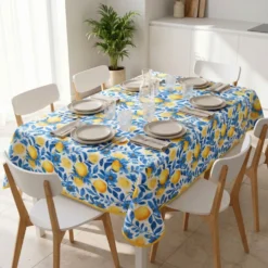 Tovaglia Antimacchia Hydro Frutta Disegno 1 Limoni e fiori blu 140 x 180