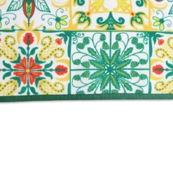 Tovaglia Antimacchia Hydro Maiolica Disegno 4 Verde Giallo Rosso 140 x 230