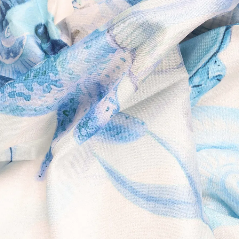 Tovaglia antimacchia Kiki Mare Stelle Conchiglie Alghe Azzurre 140x180