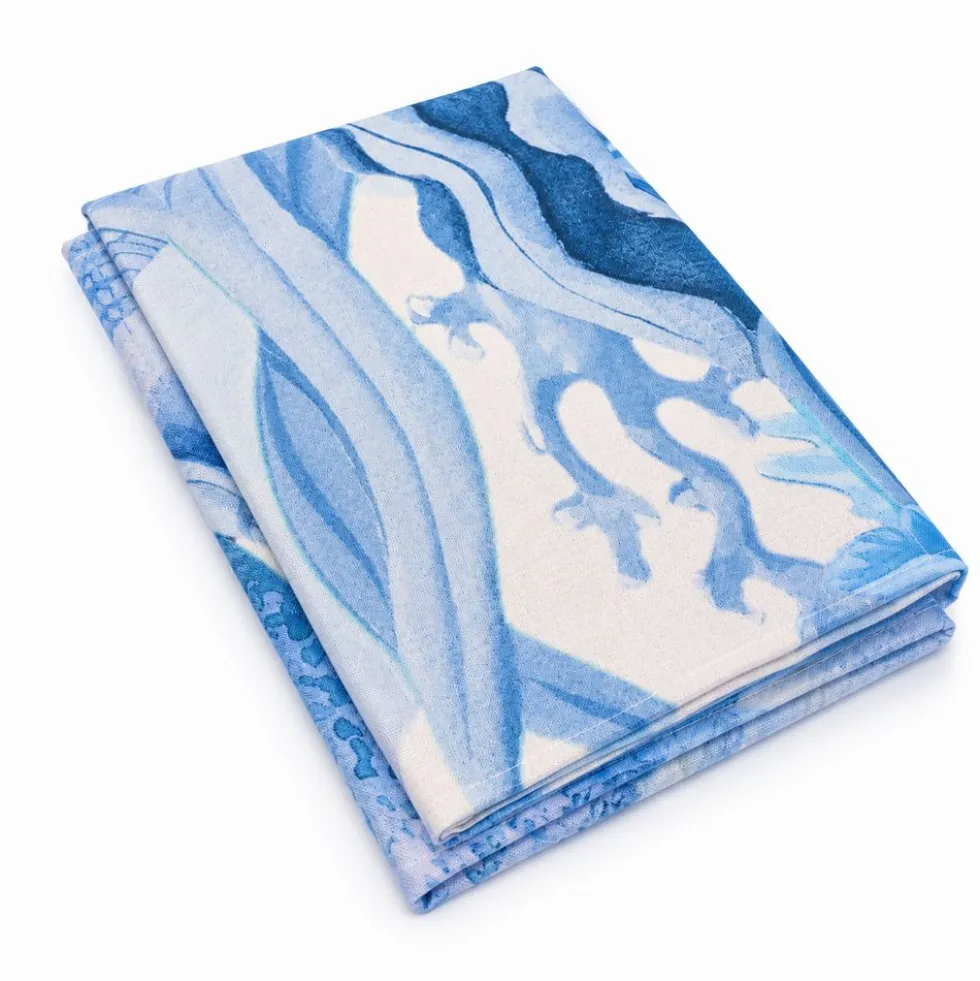 Tovaglia antimacchia Kiki Mare Stelle Conchiglie Alghe Azzurre 140x180