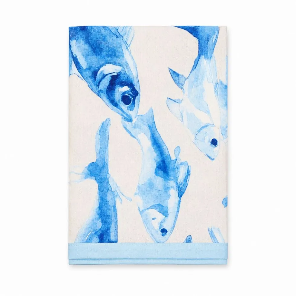 Tovaglia antimacchia Kiki Mare Pesci Azzurri Piccoli 140x320