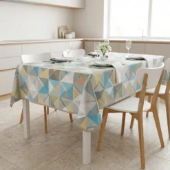 Tovaglia Antimacchia Splash Astratto Quadretti Puntini Tortora 140 x 230