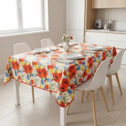 Tovaglia Antimacchia Splash Fiori di Prato Papaveri 140 x 300