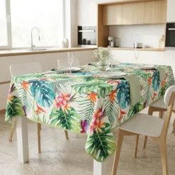 Tovaglia Antimacchia Splash Millefiori Tropicale Verde 140 x 180