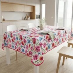 Tovaglia Antimacchia Splash Millefiori Rosa 140 x 140