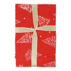 Tovaglia Magic Natale ASS. 6 Alberelli fondo Rosso 130 x 300
