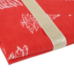 Tovaglia Magic Natale ASS. 6 Alberelli fondo Rosso 130 x 300