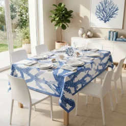 Tovaglia Resinata Stampa digitale Anastasia Sail Coral Blu 140 x 270