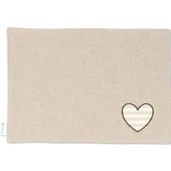 Tovaglietta Americana in Cotone Cuore Applicato Marrone Righe