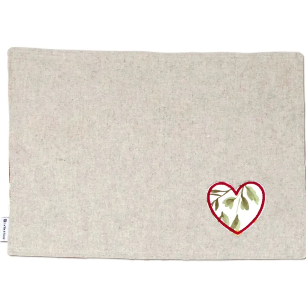 Tovaglietta Americana in Cotone Cuore Applicato Rosso Fiori