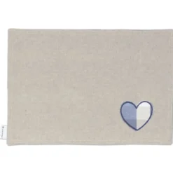 Tovaglietta Americana in Cotone Cuore Applicato Blu Navy