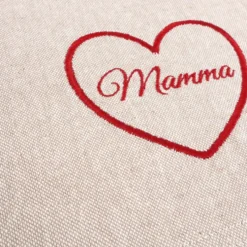 Tovaglietta Americana in Cotone Cuore Rosso Ricamato